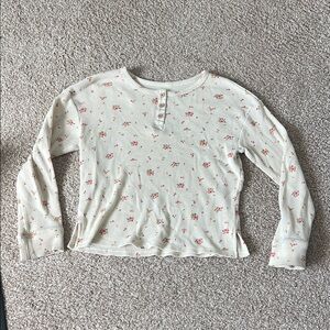 Floral Long Sleeve Henley Top